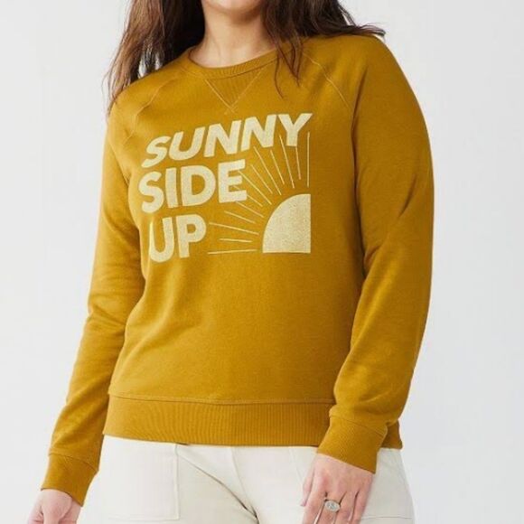 One-of-a-Kind Graphic Sonoma Mustard Yellow Sweatshirt “Sunny Side Up” - Picture 1 of 6